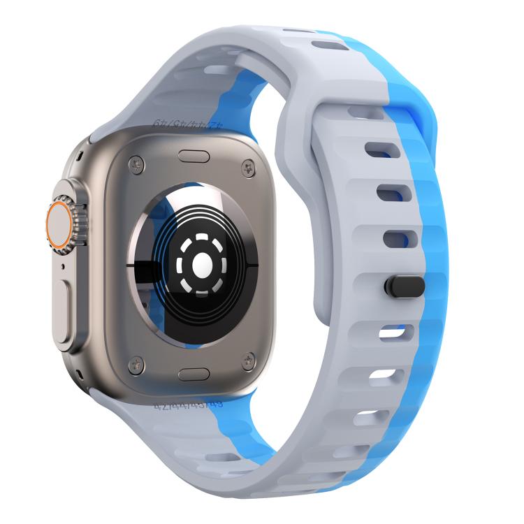 For Apple Watch 42mm / 41mm / 40mm / 38mm Kalebol Wave Reverse Buckle Two-color Silicone Strap(Wild Path Grey Blue) - Watch Bands by Kalebol | Online Shopping South Africa | PMC TechLife | Buy Now Pay Later Mobicred