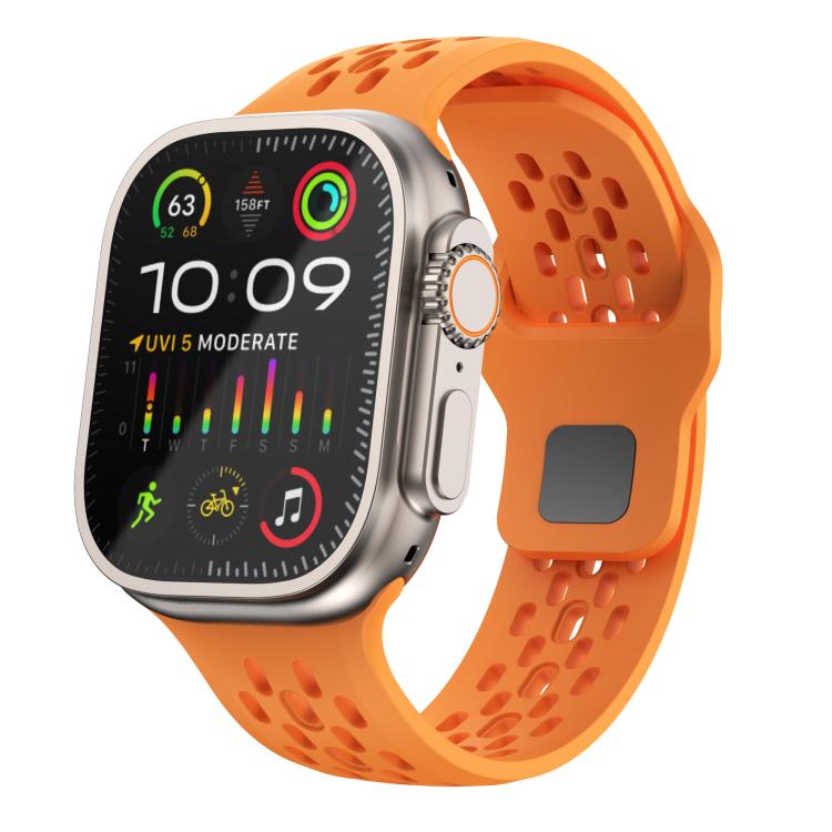 For Apple Watch 42mm / 41mm / 40mm / 38mm Kalebol Mesh Reverse Buckle Silicone Strap(Orange) - Watch Bands by Kalebol | Online Shopping South Africa | PMC TechLife | Buy Now Pay Later Mobicred