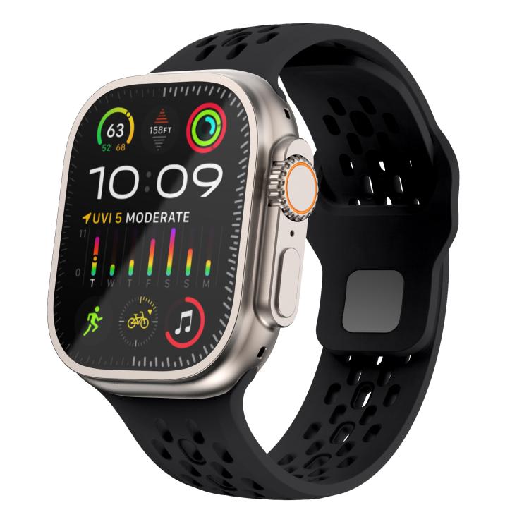 For Apple Watch 42mm / 41mm / 40mm / 38mm Kalebol Mesh Reverse Buckle Silicone Strap(Black) - Watch Bands by Kalebol | Online Shopping South Africa | PMC TechLife | Buy Now Pay Later Mobicred