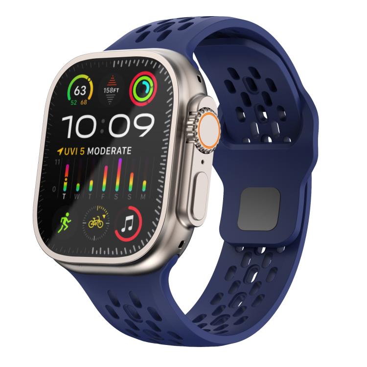 For Apple Watch 42mm / 41mm / 40mm / 38mm Kalebol Mesh Reverse Buckle Silicone Strap(Midnight Blue) - Watch Bands by Kalebol | Online Shopping South Africa | PMC TechLife | Buy Now Pay Later Mobicred