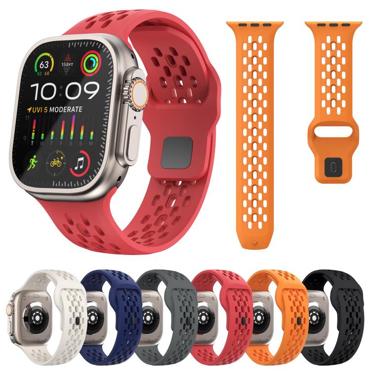 For Apple Watch 42mm / 41mm / 40mm / 38mm Kalebol Mesh Reverse Buckle Silicone Strap(Orange) - Watch Bands by Kalebol | Online Shopping South Africa | PMC TechLife | Buy Now Pay Later Mobicred