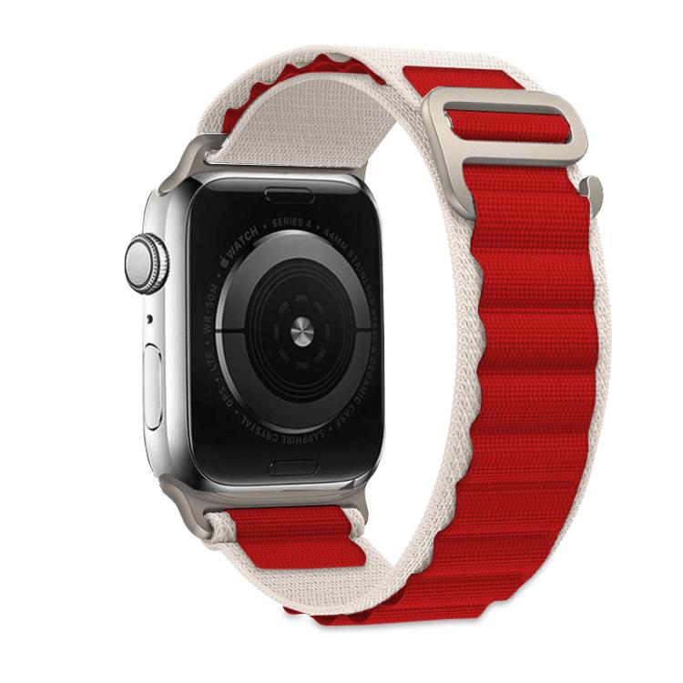 For Apple Watch 42mm / 41mm / 40mm / 38mm Kalebol Aline Nylon Loop Watch Band(White+Red) - Watch Bands by Kalebol | Online Shopping South Africa | PMC TechLife | Buy Now Pay Later Mobicred