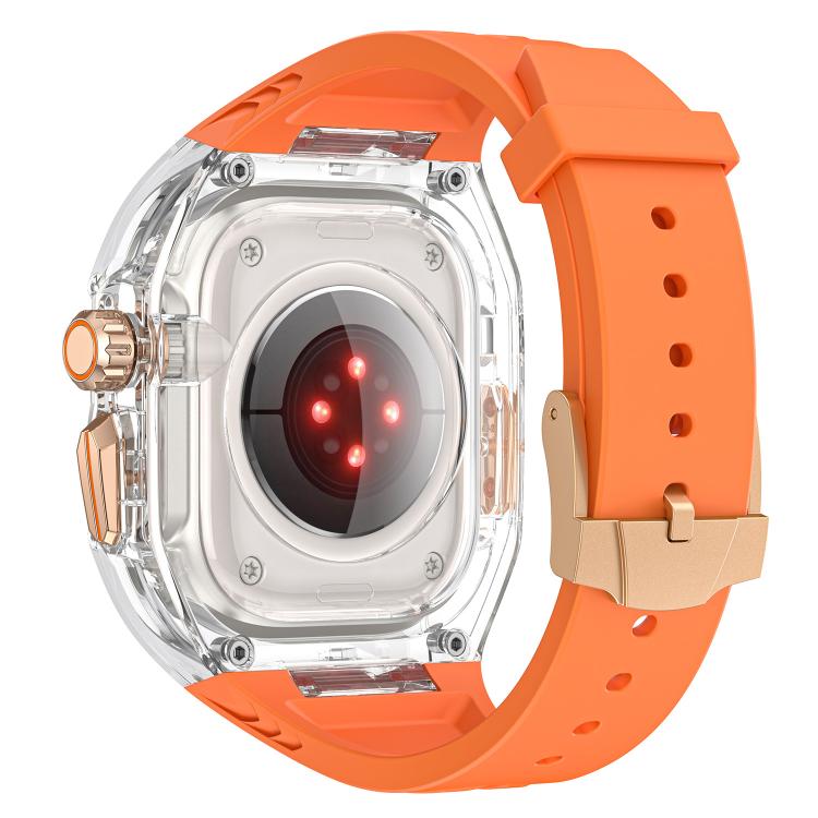 For Apple Watch 46mm / 45mm / 44mm / 42mm Kalebol Glacier Integrated Transparent Silicone Strap(Orange Transparent) - free shipping - PMC TechLife - Order now!