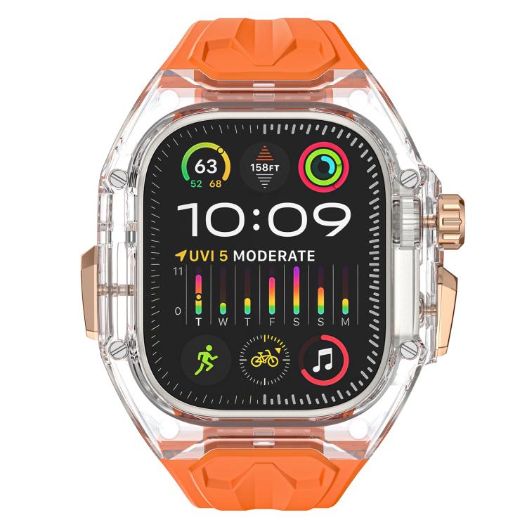 For Apple Watch 42mm / 41mm / 40mm / 38mm Kalebol Glacier Integrated Transparent Silicone Strap(Orange Transparent) - free shipping - PMC TechLife - Order now!