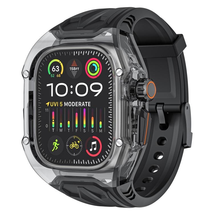 For Apple Watch 42mm / 41mm / 40mm / 38mm Kalebol Glacier Integrated Transparent Silicone Strap(Black Transparent Black) - free shipping - PMC TechLife - Order now!