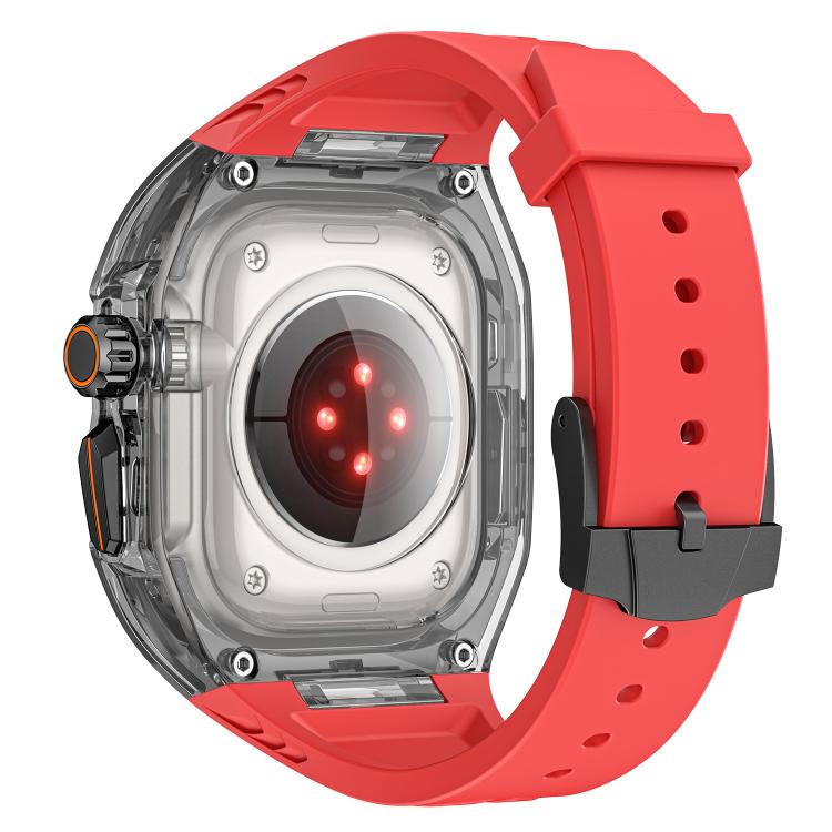 For Apple Watch 42mm / 41mm / 40mm / 38mm Kalebol Glacier Integrated Transparent Silicone Strap(Red Transparent Black) - free shipping - PMC TechLife - Order now!