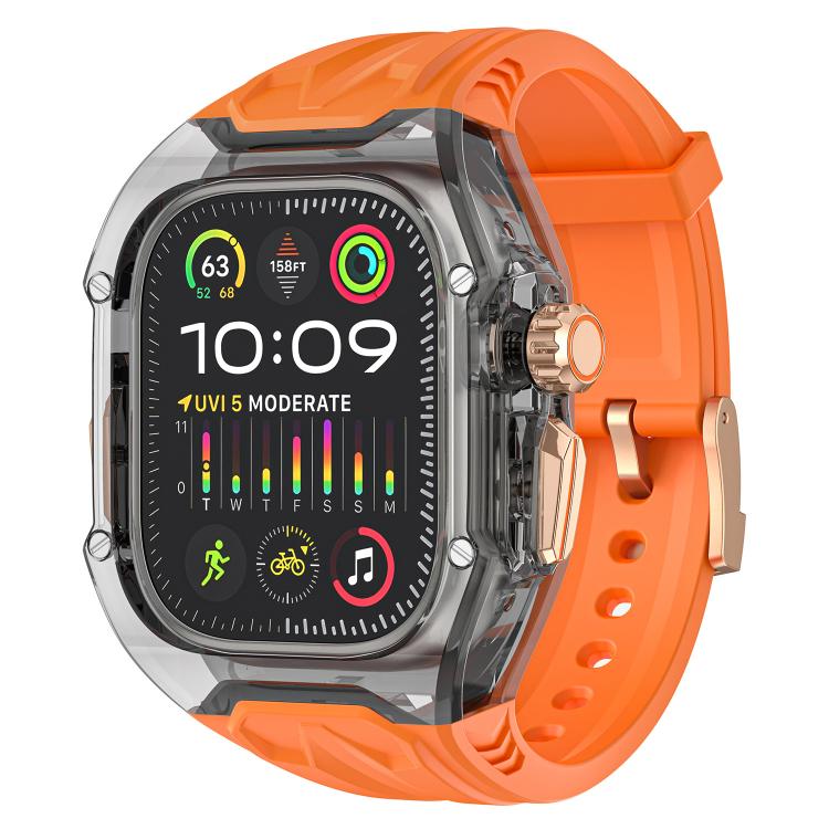 For Apple Watch Ultra 2 / 1 49mm Kalebol Glacier Integrated Transparent Silicone Strap(Orange Transparent Black) - Watch Bands by Kalebol | Online Shopping South Africa | PMC TechLife | Buy Now Pay Later Mobicred