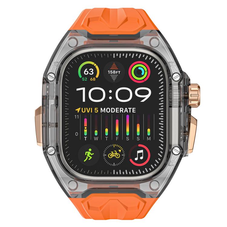 For Apple Watch Ultra 2 / 1 49mm Kalebol Glacier Integrated Transparent Silicone Strap(Orange Transparent Black) - Watch Bands by Kalebol | Online Shopping South Africa | PMC TechLife | Buy Now Pay Later Mobicred