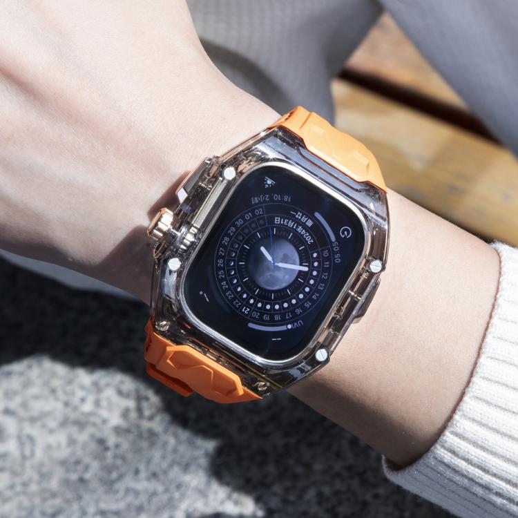 For Apple Watch Ultra 2 / 1 49mm Kalebol Glacier Integrated Transparent Silicone Strap(Orange Transparent Black) - Watch Bands by Kalebol | Online Shopping South Africa | PMC TechLife | Buy Now Pay Later Mobicred