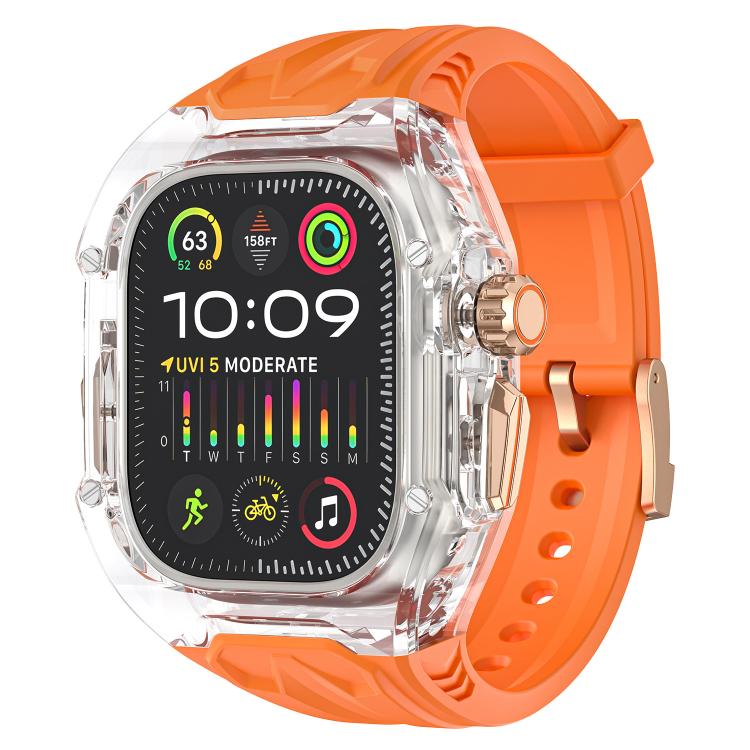 For Apple Watch Ultra 2 / 1 49mm Kalebol Glacier Integrated Transparent Silicone Strap(Orange Transparent) - free shipping - PMC TechLife - Order now!