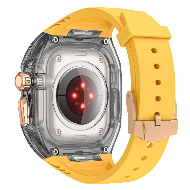 For Apple Watch Ultra 2 / 1 49mm Kalebol Glacier Integrated Transparent Silicone Strap(Yellow Transparent Black) - Watch Bands by Kalebol | Online Shopping South Africa | PMC TechLife | Buy Now Pay Later Mobicred