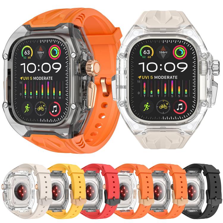 For Apple Watch Ultra 2 / 1 49mm Kalebol Glacier Integrated Transparent Silicone Strap(Yellow Transparent Black) - Watch Bands by Kalebol | Online Shopping South Africa | PMC TechLife | Buy Now Pay Later Mobicred