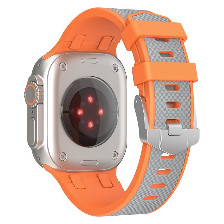 For Apple Watch 46mm / 49mm / 45mm / 44mm Kalebol Farmhouse Oak Silicone Strap(Orange + Grey) - free shipping - PMC TechLife - Order now!