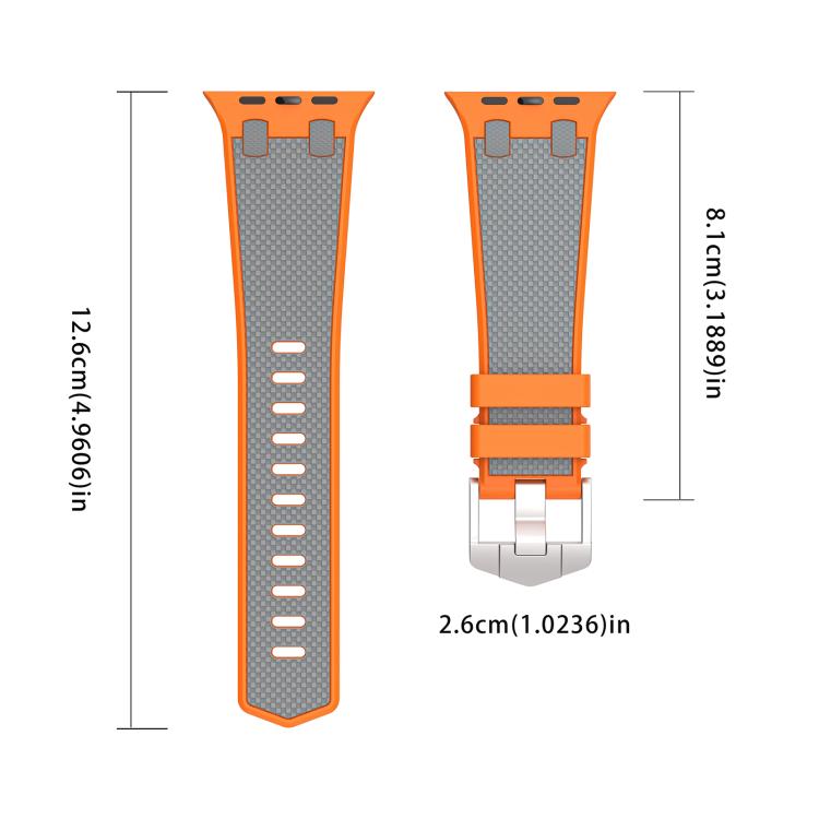 For Apple Watch 46mm / 49mm / 45mm / 44mm Kalebol Farmhouse Oak Silicone Strap(Orange + Grey) - free shipping - PMC TechLife - Order now!