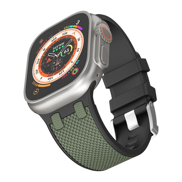 For Apple Watch 46mm / 49mm / 45mm / 44mm Kalebol Farmhouse Oak Silicone Strap(Black + Army Green) - free shipping - PMC TechLife - Order now!