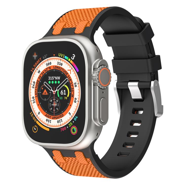 For Apple Watch 42mm / 41mm / 40mm / 38mm Kalebol Farmhouse Oak Silicone Strap(Black + Orange) - Watch Bands by Kalebol | Online Shopping South Africa | PMC TechLife | Buy Now Pay Later Mobicred