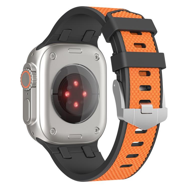 For Apple Watch 42mm / 41mm / 40mm / 38mm Kalebol Farmhouse Oak Silicone Strap(Black + Orange) - Watch Bands by Kalebol | Online Shopping South Africa | PMC TechLife | Buy Now Pay Later Mobicred