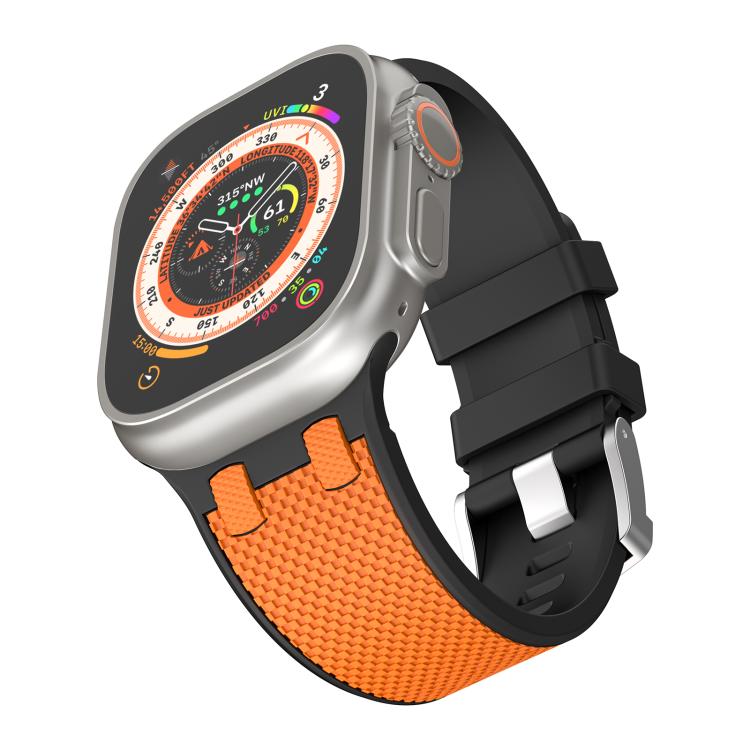 For Apple Watch 42mm / 41mm / 40mm / 38mm Kalebol Farmhouse Oak Silicone Strap(Black + Orange) - Watch Bands by Kalebol | Online Shopping South Africa | PMC TechLife | Buy Now Pay Later Mobicred