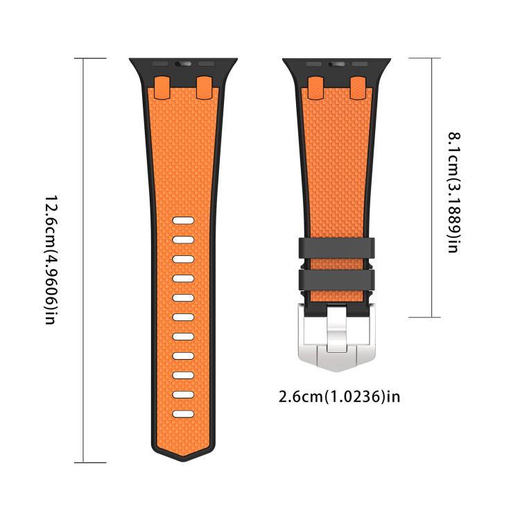 For Apple Watch 42mm / 41mm / 40mm / 38mm Kalebol Farmhouse Oak Silicone Strap(Black + Orange) - Watch Bands by Kalebol | Online Shopping South Africa | PMC TechLife | Buy Now Pay Later Mobicred