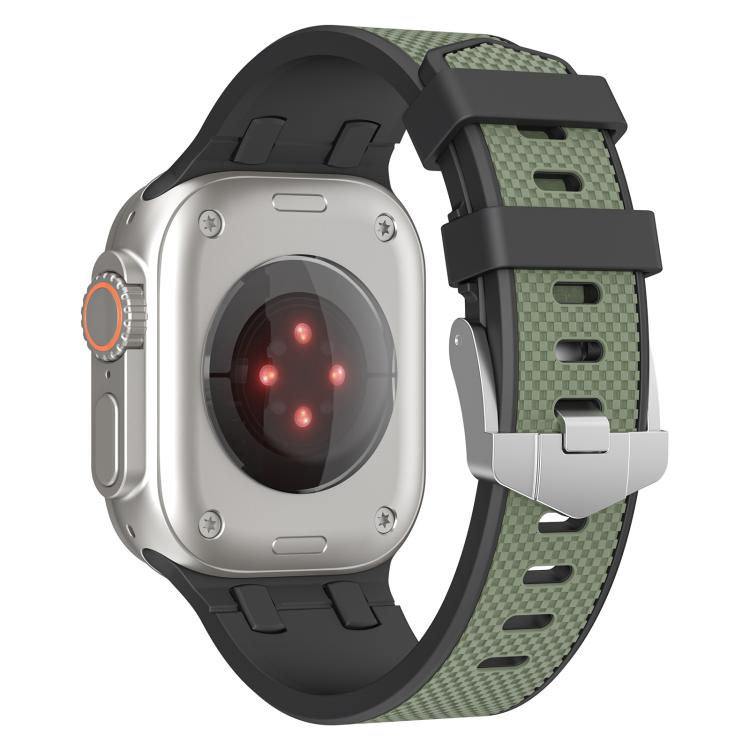 For Apple Watch 42mm / 41mm / 40mm / 38mm Kalebol Farmhouse Oak Silicone Strap(Black + Army Green) - free shipping - PMC TechLife - Order now!