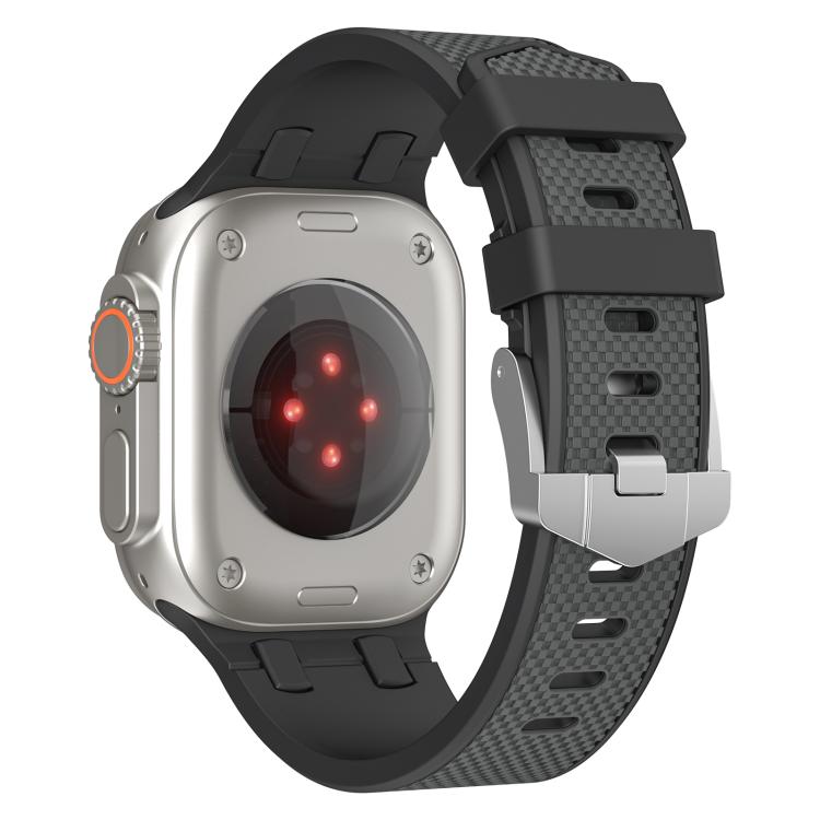 For Apple Watch 42mm / 41mm / 40mm / 38mm Kalebol Farmhouse Oak Silicone Strap(Black + Coal Grey) - free shipping - PMC TechLife - Order now!