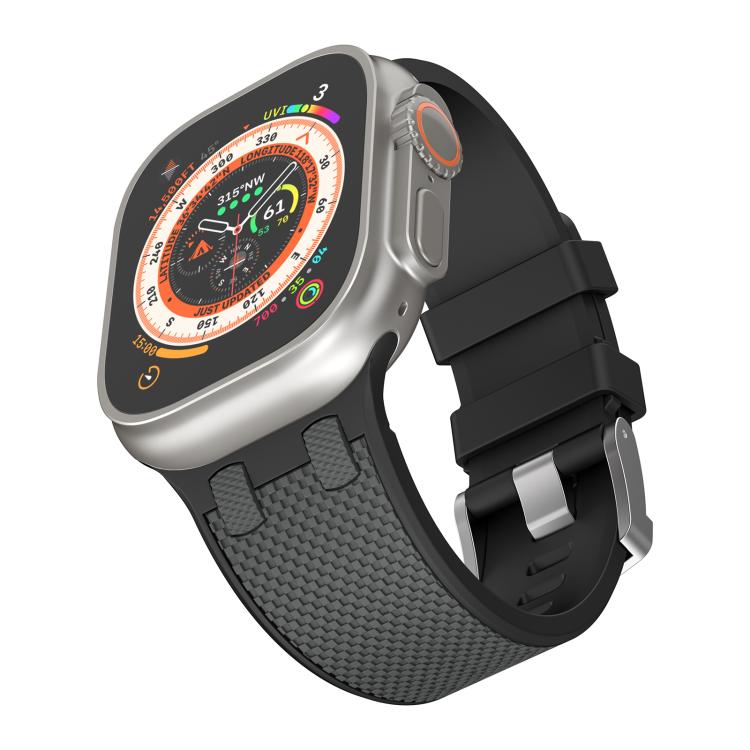 For Apple Watch 42mm / 41mm / 40mm / 38mm Kalebol Farmhouse Oak Silicone Strap(Black + Coal Grey) - free shipping - PMC TechLife - Order now!