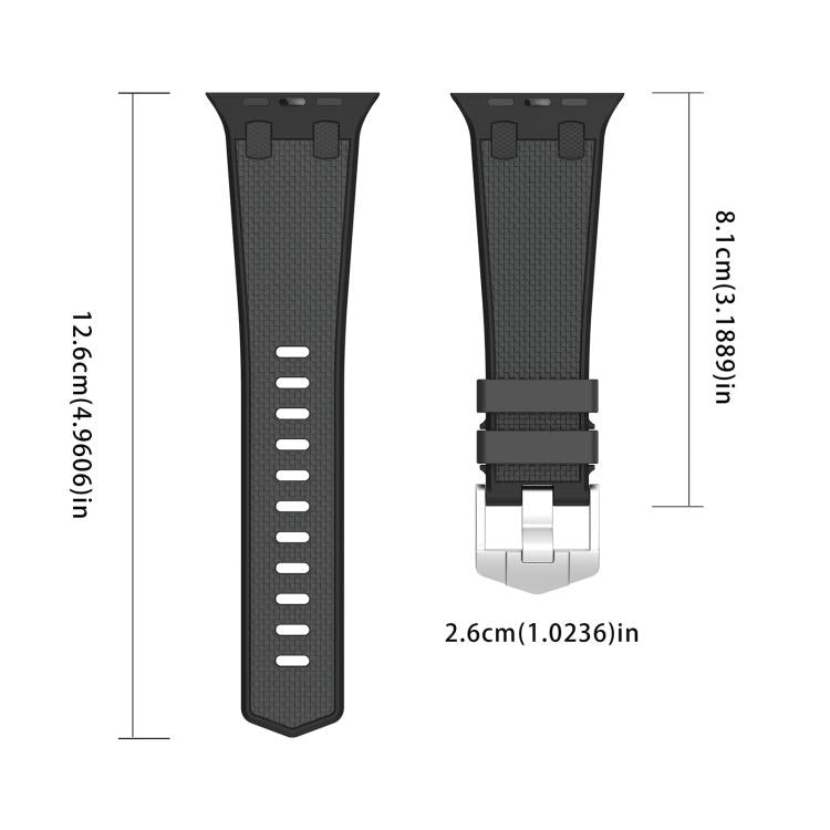 For Apple Watch 42mm / 41mm / 40mm / 38mm Kalebol Farmhouse Oak Silicone Strap(Black + Coal Grey) - free shipping - PMC TechLife - Order now!