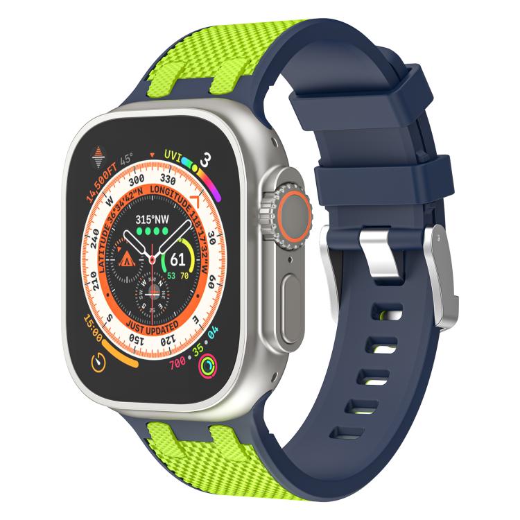 For Apple Watch 42mm / 41mm / 40mm / 38mm Kalebol Farmhouse Oak Silicone Strap(Blue + Lime Green) - Watch Bands by Kalebol | Online Shopping South Africa | PMC TechLife | Buy Now Pay Later Mobicred
