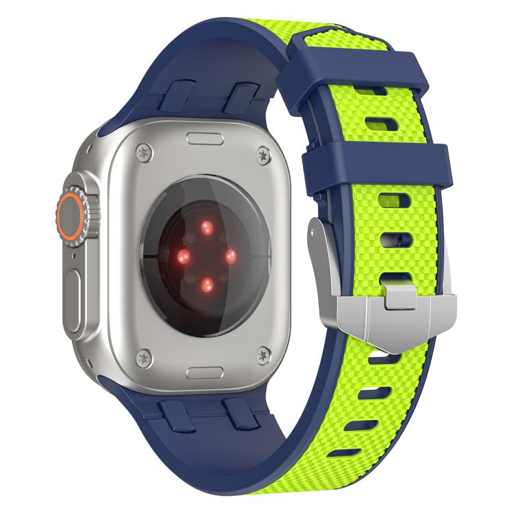For Apple Watch 42mm / 41mm / 40mm / 38mm Kalebol Farmhouse Oak Silicone Strap(Blue + Lime Green) - Watch Bands by Kalebol | Online Shopping South Africa | PMC TechLife | Buy Now Pay Later Mobicred