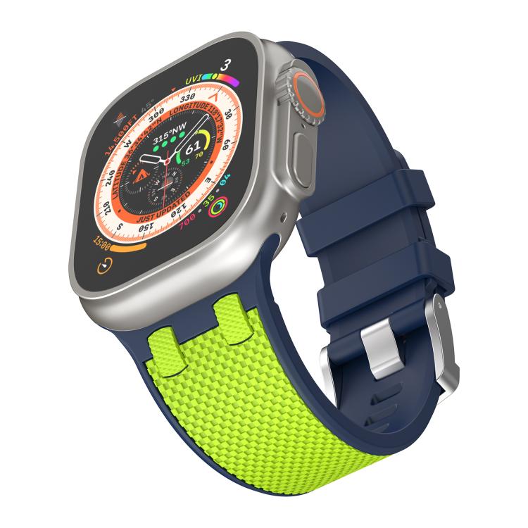 For Apple Watch 42mm / 41mm / 40mm / 38mm Kalebol Farmhouse Oak Silicone Strap(Blue + Lime Green) - Watch Bands by Kalebol | Online Shopping South Africa | PMC TechLife | Buy Now Pay Later Mobicred