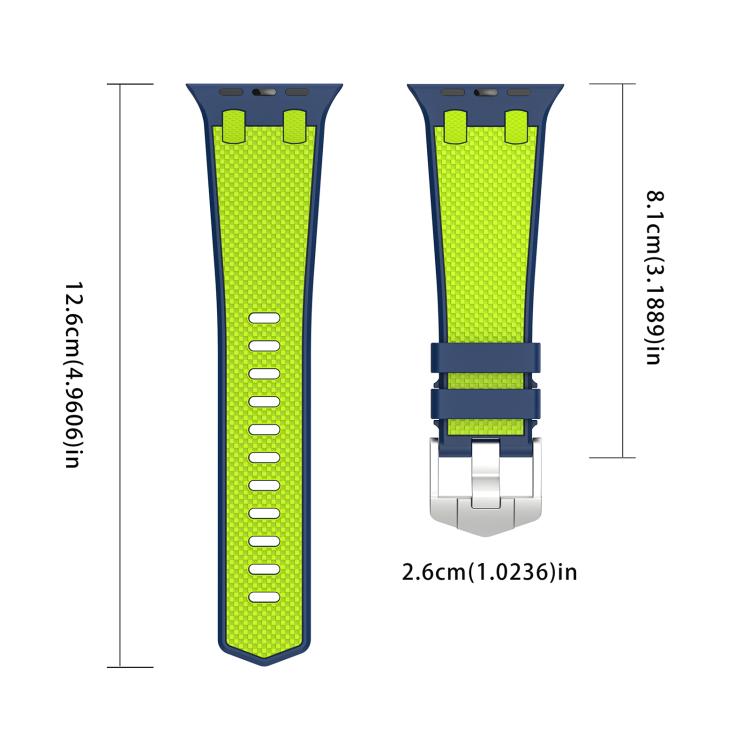 For Apple Watch 42mm / 41mm / 40mm / 38mm Kalebol Farmhouse Oak Silicone Strap(Blue + Lime Green) - Watch Bands by Kalebol | Online Shopping South Africa | PMC TechLife | Buy Now Pay Later Mobicred