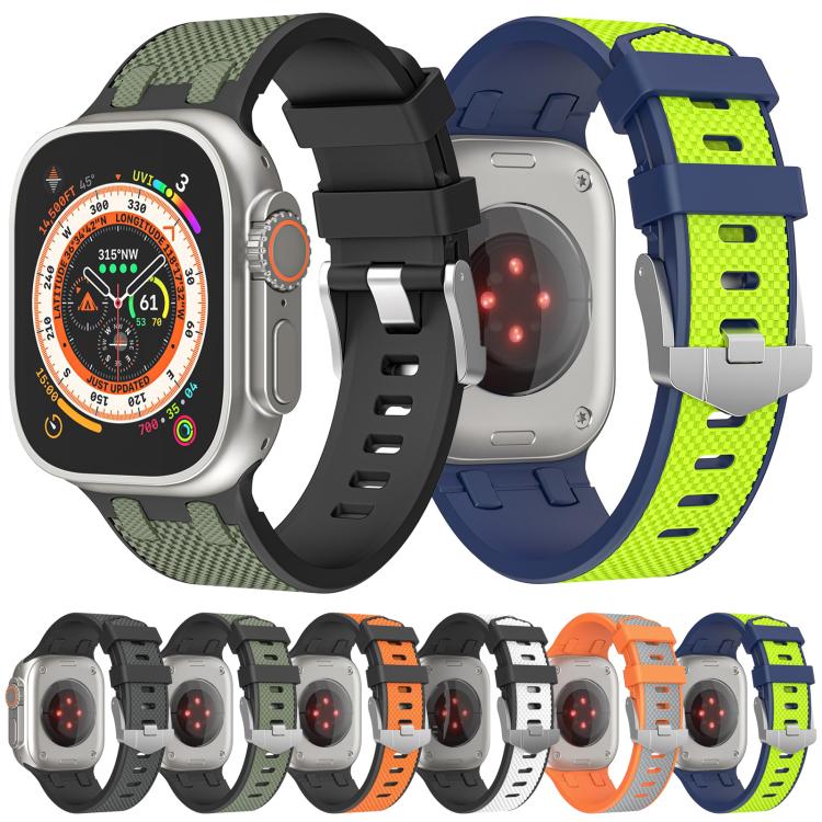 For Apple Watch 46mm / 49mm / 45mm / 44mm Kalebol Farmhouse Oak Silicone Strap(Orange + Grey) - free shipping - PMC TechLife - Order now!