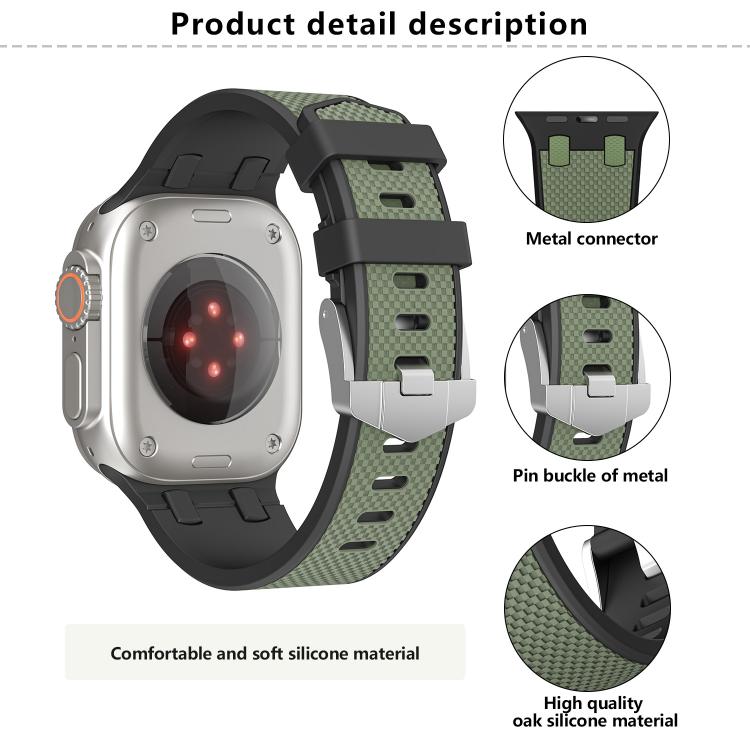 For Apple Watch 46mm / 49mm / 45mm / 44mm Kalebol Farmhouse Oak Silicone Strap(Orange + Grey) - free shipping - PMC TechLife - Order now!