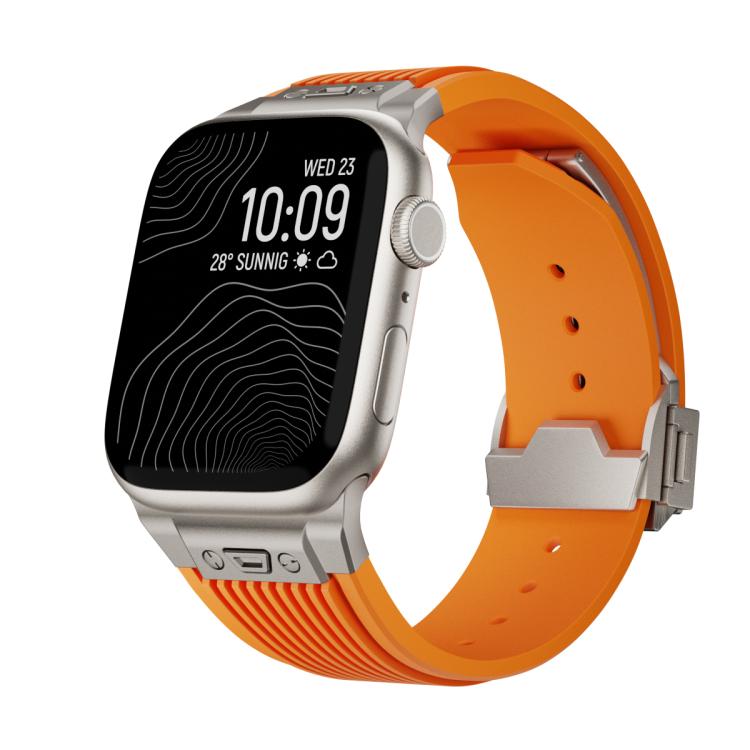For Apple Watch 46mm / 49mm / 45mm / 44mm Kalebol High Elasticity L-shaped Nail Silicone Strap(Orange) - Watch Bands by Kalebol | Online Shopping South Africa | PMC TechLife | Buy Now Pay Later Mobicred