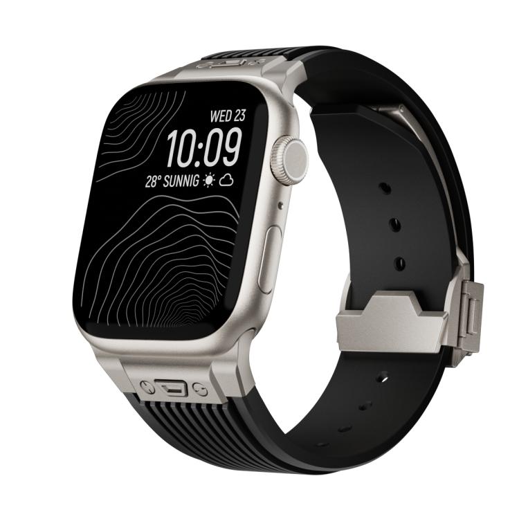 For Apple Watch 46mm / 49mm / 45mm / 44mm Kalebol High Elasticity L-shaped Nail Silicone Strap(Black) - Watch Bands by Kalebol | Online Shopping South Africa | PMC TechLife | Buy Now Pay Later Mobicred
