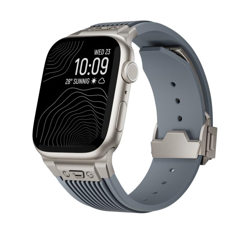 For Apple Watch 46mm / 49mm / 45mm / 44mm Kalebol High Elasticity L-shaped Nail Silicone Strap(Space Grey) - Watch Bands by Kalebol | Online Shopping South Africa | PMC TechLife | Buy Now Pay Later Mobicred