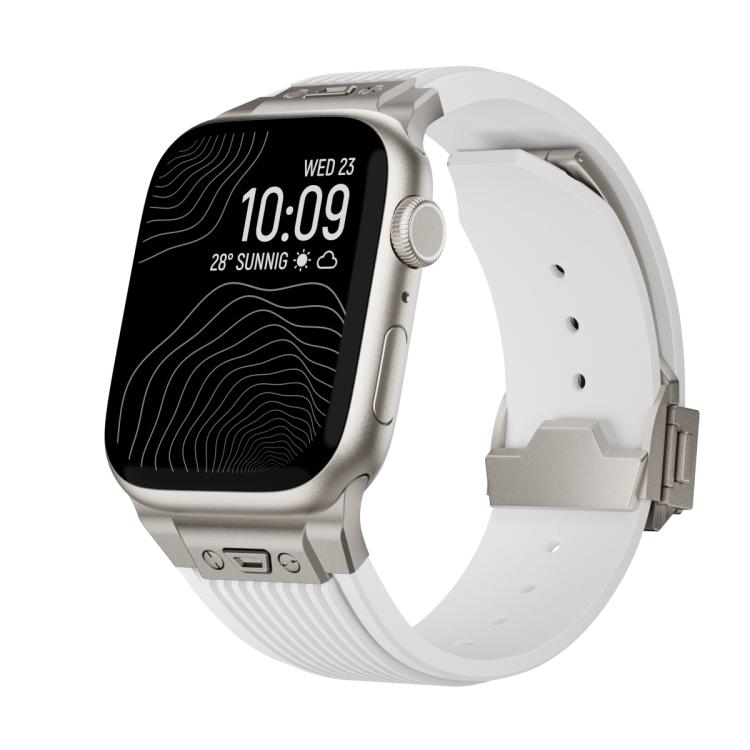 For Apple Watch 42mm / 41mm / 40mm / 38mm Kalebol High Elasticity L-shaped Nail Silicone Strap(White) - free shipping - PMC TechLife - Order now!