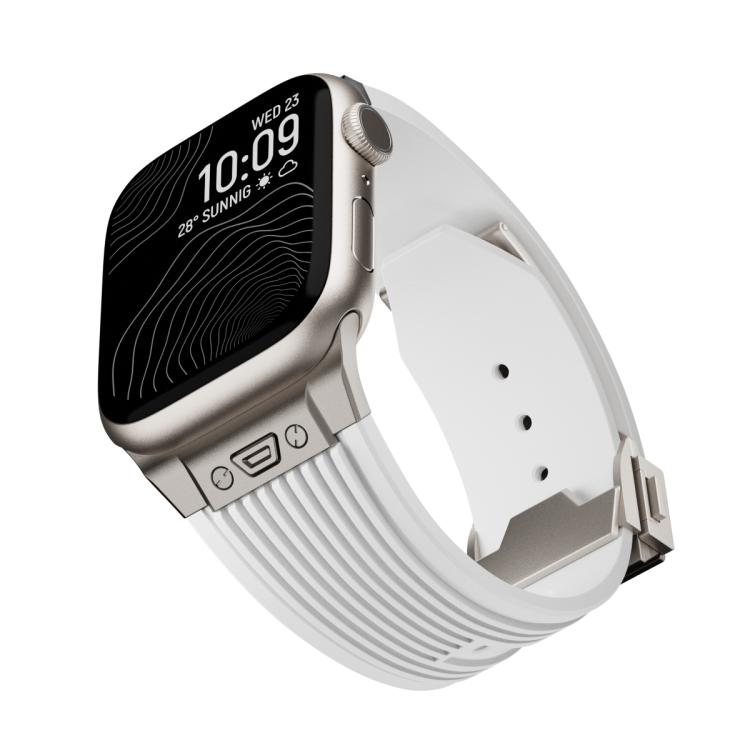 For Apple Watch 42mm / 41mm / 40mm / 38mm Kalebol High Elasticity L-shaped Nail Silicone Strap(White) - free shipping - PMC TechLife - Order now!