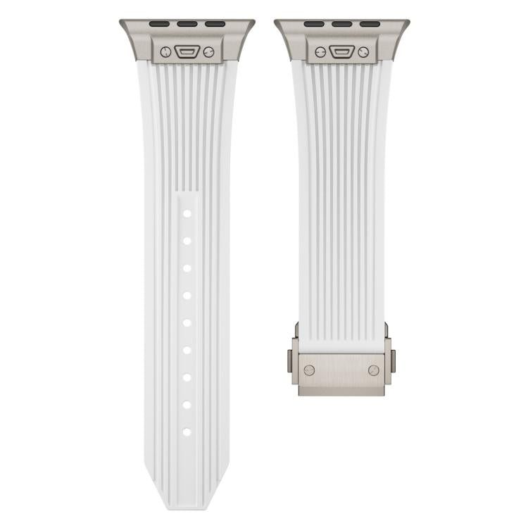 For Apple Watch 42mm / 41mm / 40mm / 38mm Kalebol High Elasticity L-shaped Nail Silicone Strap(White) - free shipping - PMC TechLife - Order now!