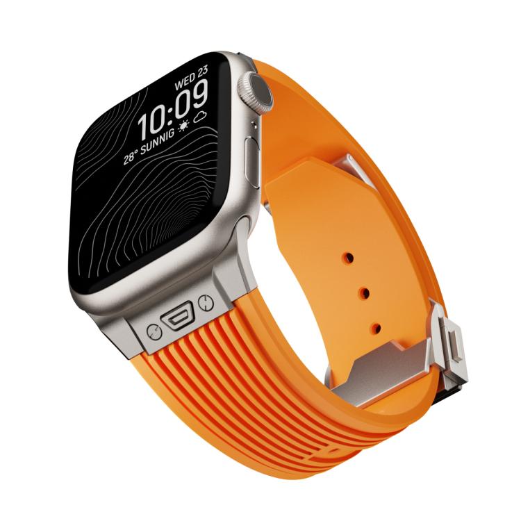 For Apple Watch 42mm / 41mm / 40mm / 38mm Kalebol High Elasticity L-shaped Nail Silicone Strap(Orange) - Watch Bands by Kalebol | Online Shopping South Africa | PMC TechLife | Buy Now Pay Later Mobicred