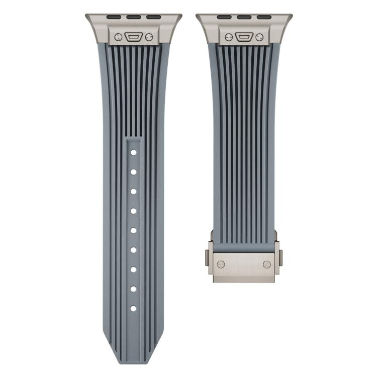 For Apple Watch 42mm / 41mm / 40mm / 38mm Kalebol High Elasticity L-shaped Nail Silicone Strap(Space Grey) - Watch Bands by Kalebol | Online Shopping South Africa | PMC TechLife | Buy Now Pay Later Mobicred
