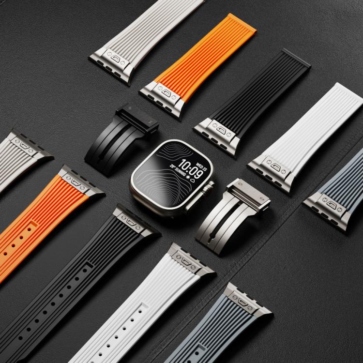 For Apple Watch 42mm / 41mm / 40mm / 38mm Kalebol High Elasticity L-shaped Nail Silicone Strap(Space Grey) - Watch Bands by Kalebol | Online Shopping South Africa | PMC TechLife | Buy Now Pay Later Mobicred