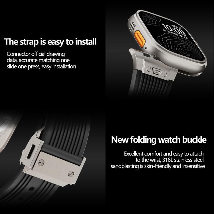 For Apple Watch 46mm / 49mm / 45mm / 44mm Kalebol High Elasticity L-shaped Nail Silicone Strap(Space Grey) - Watch Bands by Kalebol | Online Shopping South Africa | PMC TechLife | Buy Now Pay Later Mobicred