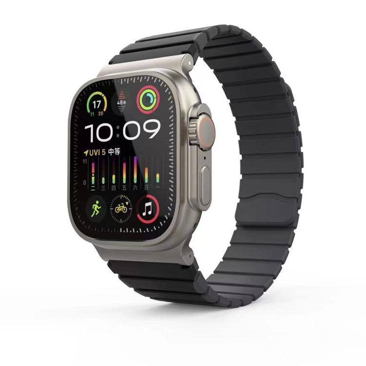 For Apple Watch 46mm / 49mm / 45mm / 44mm Kalebol Magnetic Silicone Strap(Black Grey) - Watch Bands by Kalebol | Online Shopping South Africa | PMC TechLife | Buy Now Pay Later Mobicred