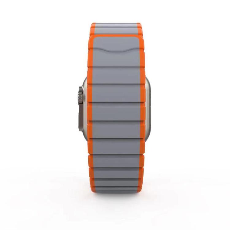 For Apple Watch 46mm / 49mm / 45mm / 44mm Kalebol Magnetic Silicone Strap(Grey Orange) - Watch Bands by Kalebol | Online Shopping South Africa | PMC TechLife | Buy Now Pay Later Mobicred