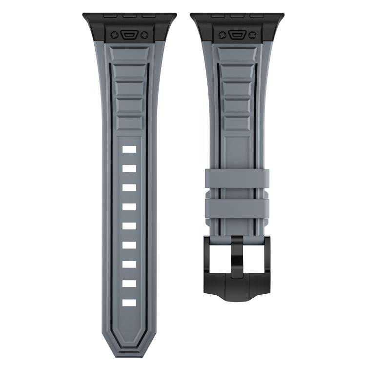 For Apple Watch 46mm / 49mm / 45mm / 44mm Kalebol High Stretch Silicone Armor Watch Band(Black Grey) - free shipping - PMc TechLife - Order now!