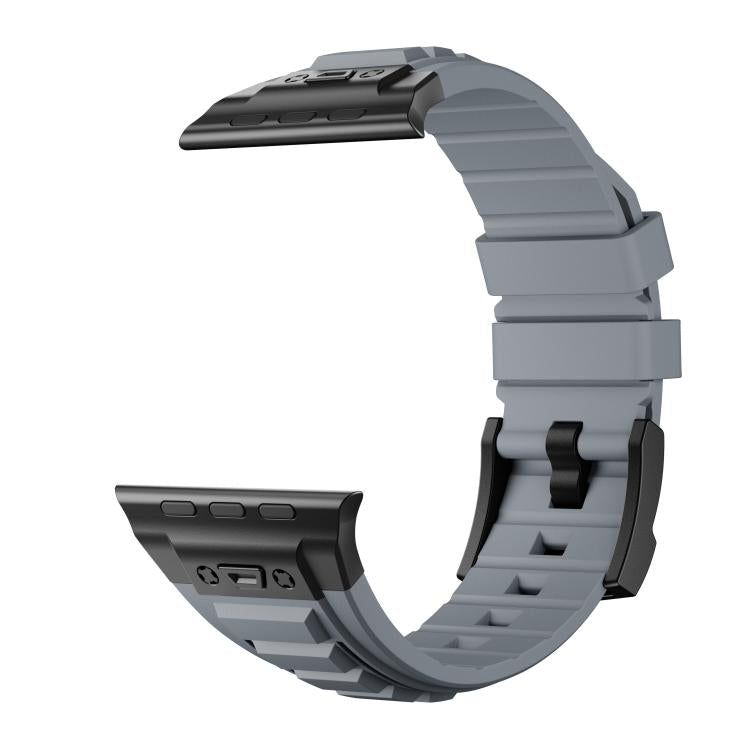 For Apple Watch 46mm / 49mm / 45mm / 44mm Kalebol High Stretch Silicone Armor Watch Band(Black Grey) - free shipping - PMc TechLife - Order now!