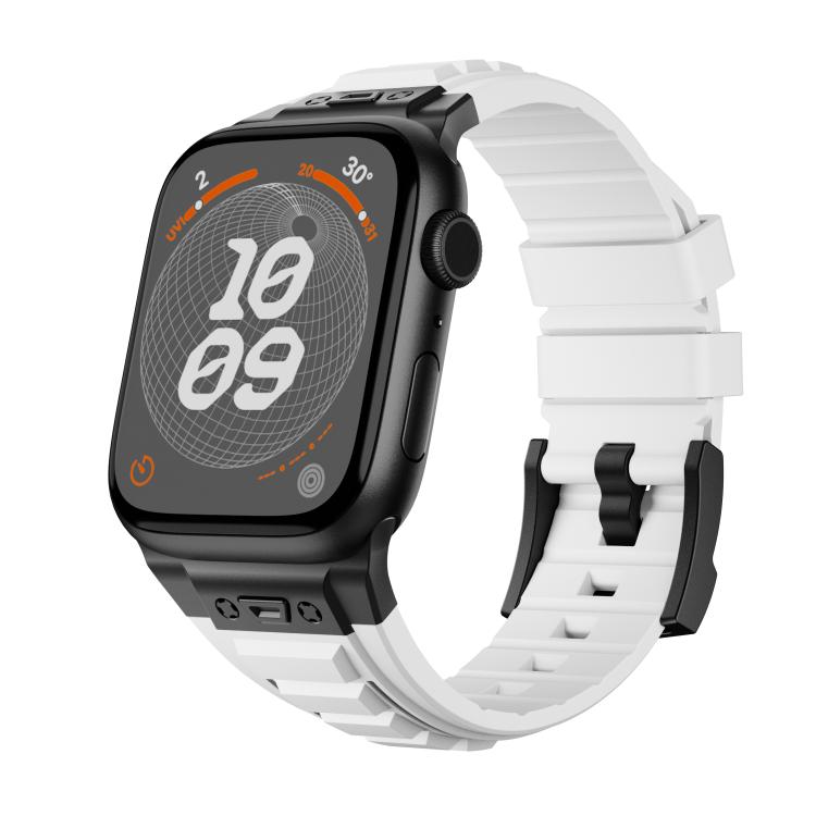For Apple Watch 46mm / 49mm / 45mm / 44mm Kalebol High Stretch Silicone Armor Watch Band(Black White) - free shipping - PMc TechLife - Order now!