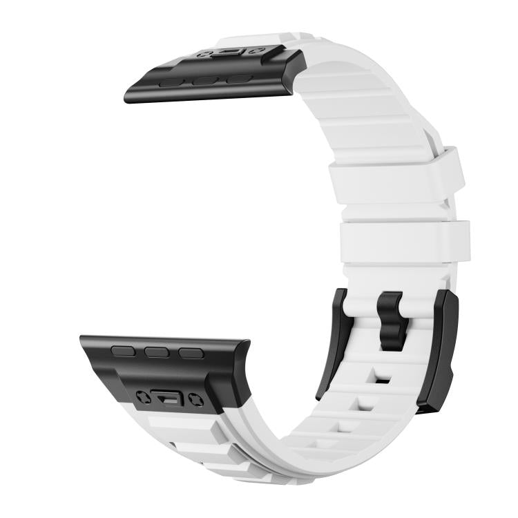 For Apple Watch 46mm / 49mm / 45mm / 44mm Kalebol High Stretch Silicone Armor Watch Band(Black White) - free shipping - PMc TechLife - Order now!