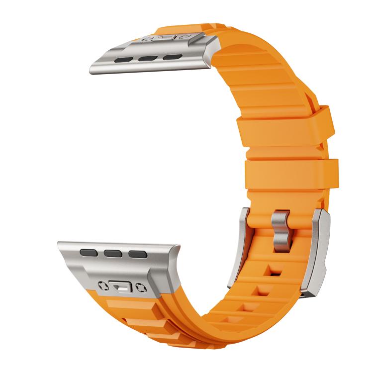 For Apple Watch 46mm / 49mm / 45mm / 44mm Kalebol High Stretch Silicone Armor Watch Band(Titanium Orange) - free shipping - PMc TechLife - Order now!